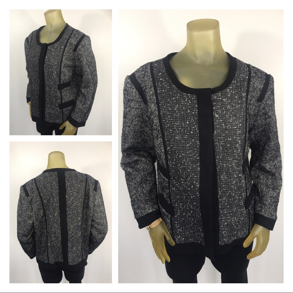 NARCISO RODRIGUEZ Black Metallic Tweed Blazer XL